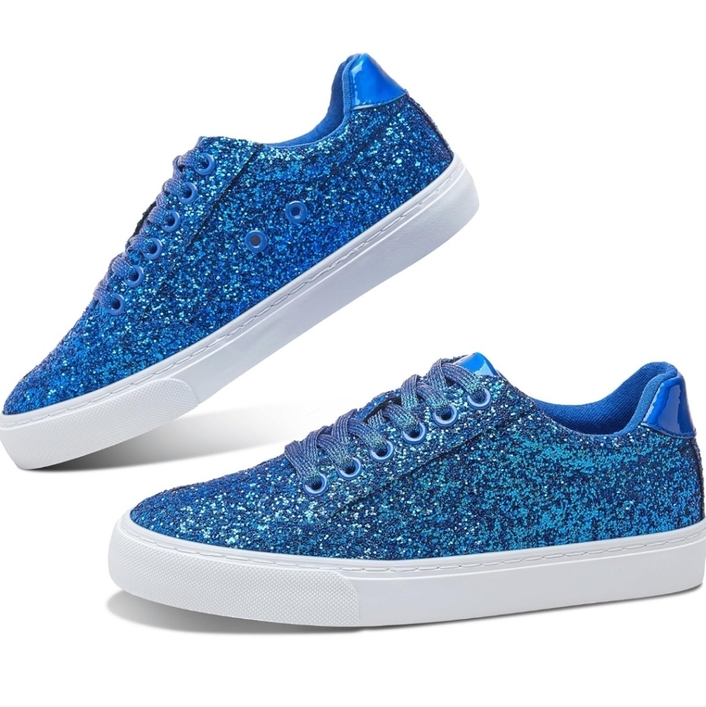 Shimmering Blue Glitter Sneakers